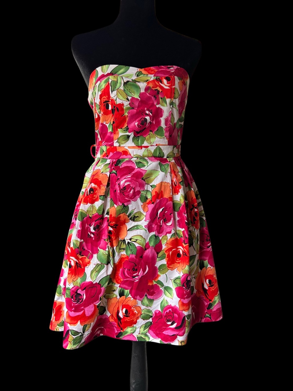 Vintage Annabelle Cotton Floral Strapless Mini w/Tulle Petticoat M